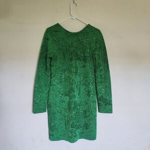 Givenchy Floral Jacquard Long Sleeve Knit Minidress in Absynthe Green size Med